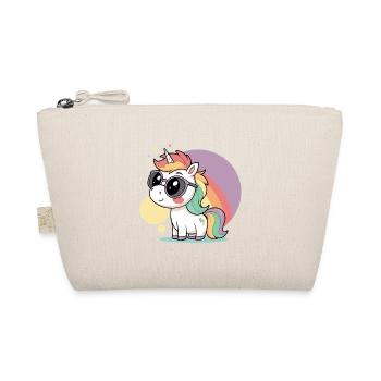 Pastel unicorn in glasses and rainbow - Organic Pouch - nature - Front