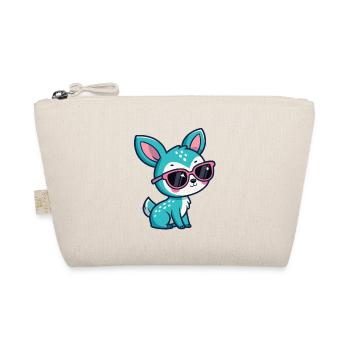 Kawaii Turquoise Doe in Pink Glasses - Organic Pouch - nature - Front