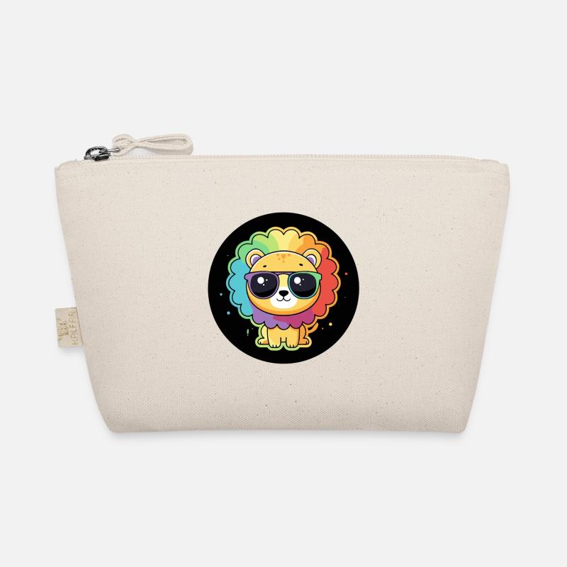 Cute Rainbow Lion with Glasses Organic Pouch