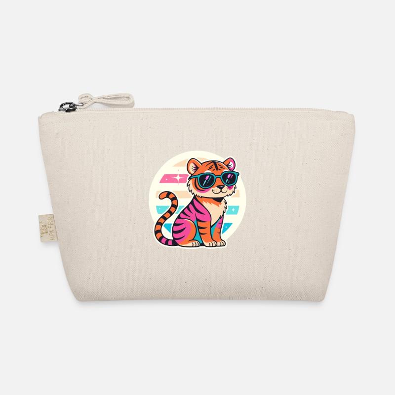 Neon-Tiger mit Retro-Brille Bio-Täschchen