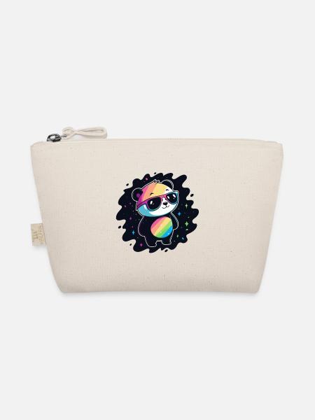 Panda Rainbow Galaxy Coole Brillen - Bio-Täschchen - Natur - Vorne
