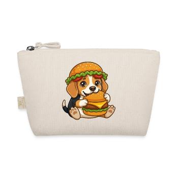 Cute Dog with Burger Cartoon - Organic Pouch - nature - Front
