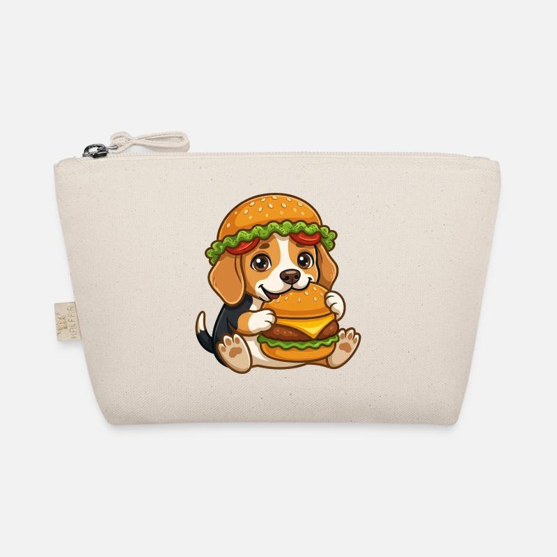 Dessin animé du chien mignon avec un burger Trousse biologique