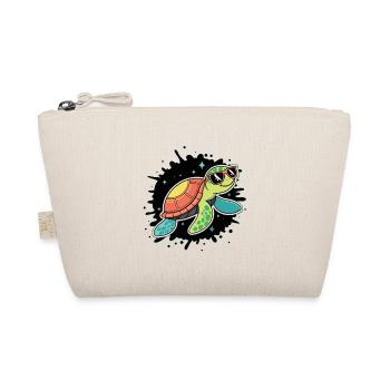 Chic Cosmic Turtle in Sunglasses - Organic Pouch - nature - Front