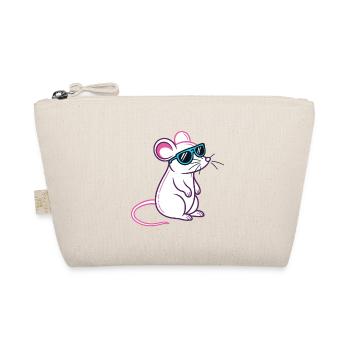 Mouse Retro Blue Glasses - Organic Pouch - nature - Front