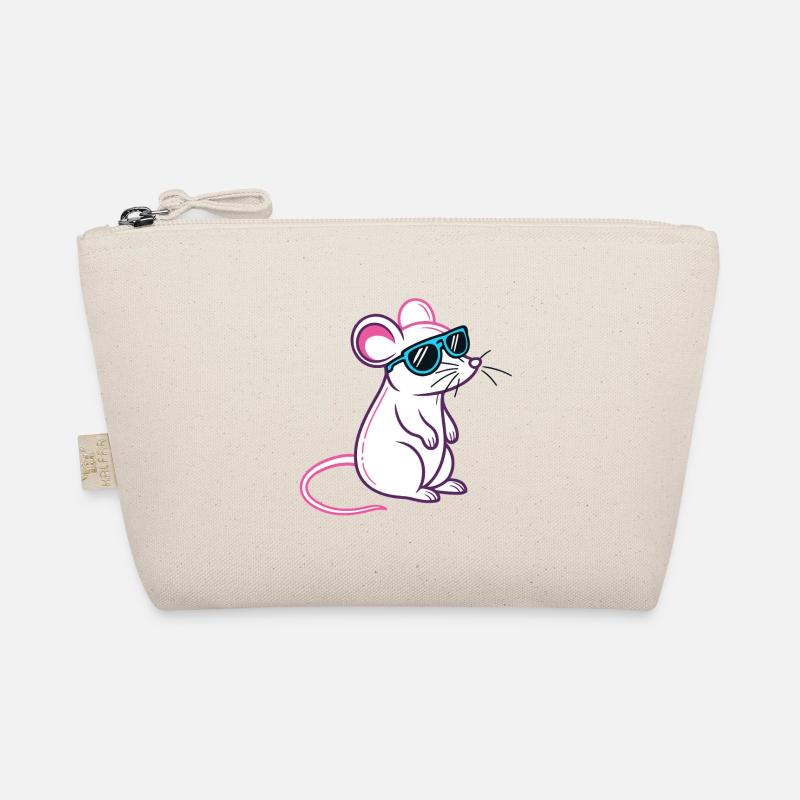 Mouse Retro Blue Glasses Organic Pouch