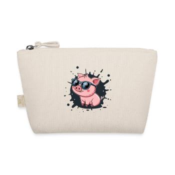 Cool pig in glasses on splash - Organic Pouch - nature - Front