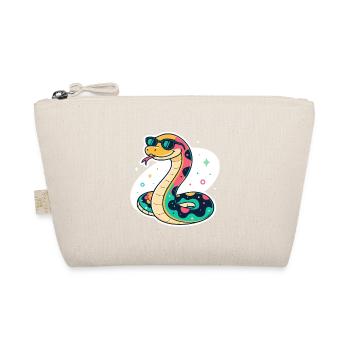 Bunte Schlange mit Sonnenbrille - Bio-Täschchen - Natur - Vorne