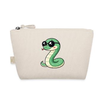 Cute Glam Snake with Dark Glasses - Organic Pouch - nature - Front