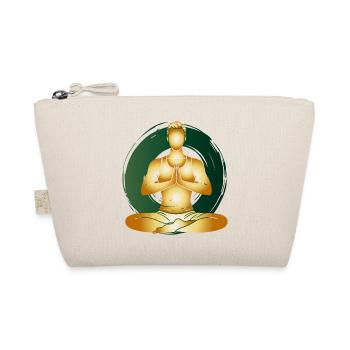 Goldener Yoga Mann Meditation Zen Wellness  - Bio-Täschchen - Natur - Vorne