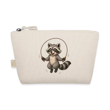 Raccoon Jumping Rope Cartoon Sport Motif - Organic Pouch - nature - Front