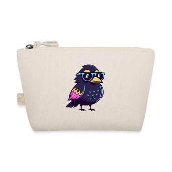 Solar Blue Hipster Bird - Organic Pouch - nature - Front