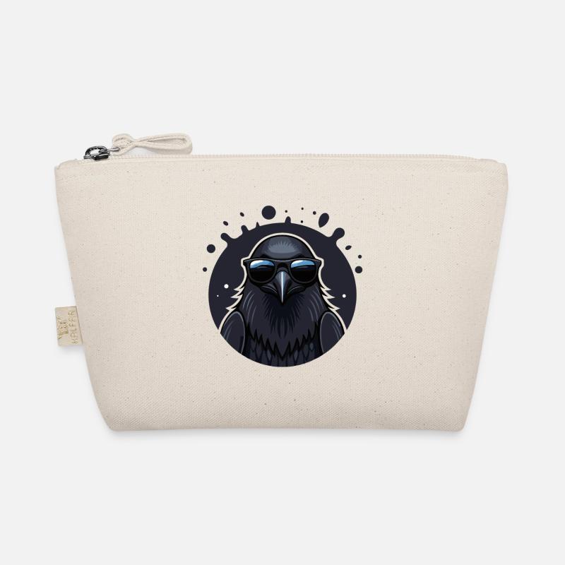 Black Raven In Glasses Organic Pouch
