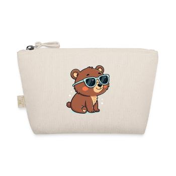 Cool Teddy Bear Blue Glasses - Organic Pouch - nature - Front