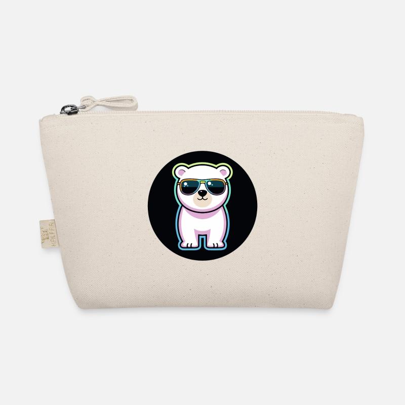 Pastel white neon bear sunglasses Organic Pouch