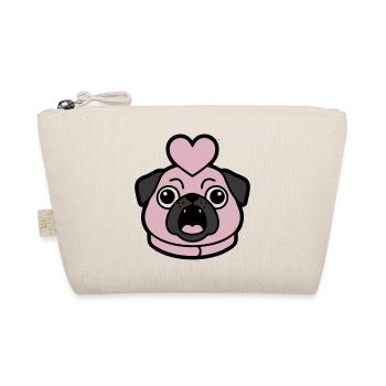Pug Dog Heart Love Bark - Organic Pouch - nature - Front