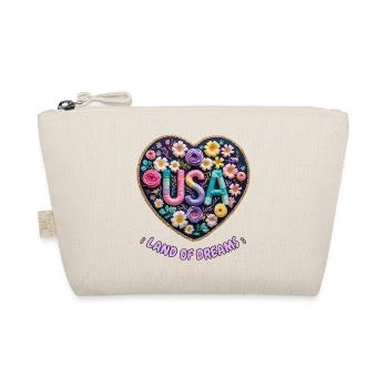 Cœur Brodé Fleuri - Style Vintage Romantique - Trousse biologique - nature - Devant