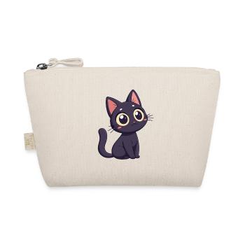 Kawaii black cat with huge eyes - Organic Pouch - nature - Front
