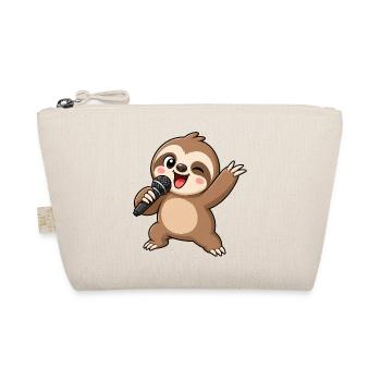Dessin animé paresseux mignon, chanteur de karaoké, musicien - Trousse biologique - nature - Devant
