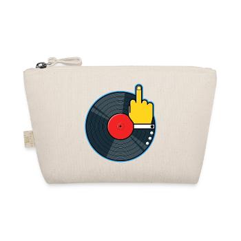 Vinyl Album with Hand Showing Middle Finger - Organic Pouch - nature - Front