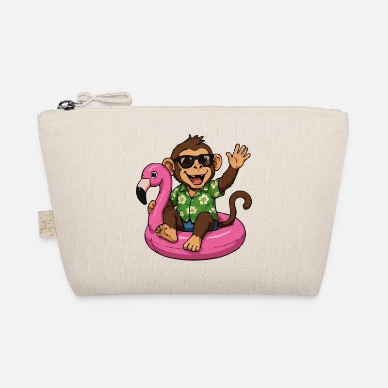 Tropischer Affe auf Flamingo-Poolfloat Bio-Täschchen