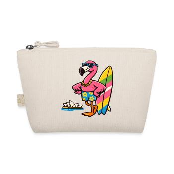 Flamingo Surfing with Sunglasses - Organic Pouch - nature - Front