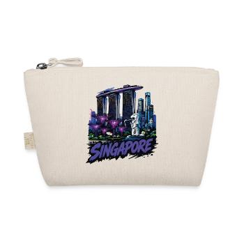 Singapore Neon Skyline & Merlion - Organic Pouch - nature - Front