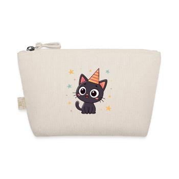 Black cat striped party hat - Organic Pouch - nature - Front