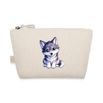 Cuddly wolf puppy with blue eyes - Organic Pouch - nature - Front