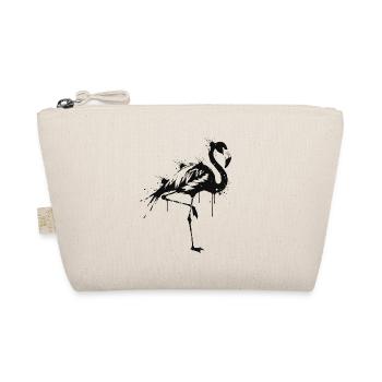 Flamingo Silhouette Schwarzer Spritzer - Bio-Täschchen - Natur - Vorne