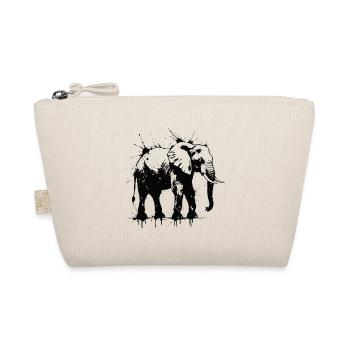 Elephant Ink Splattered Black - Organic Pouch - nature - Front