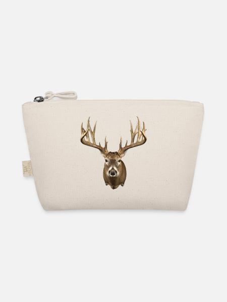 Deer Head with Majestic Antlers - Organic Pouch - nature