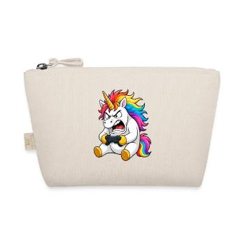 Funny Unicorn Gamer Rage Quit - Organic Pouch - nature - Front