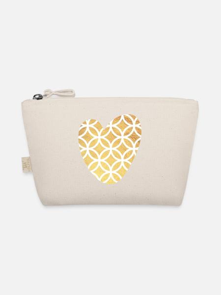 Herz Gold Lebensblume Flower of Life Love Muster - Bio-Täschchen - Natur