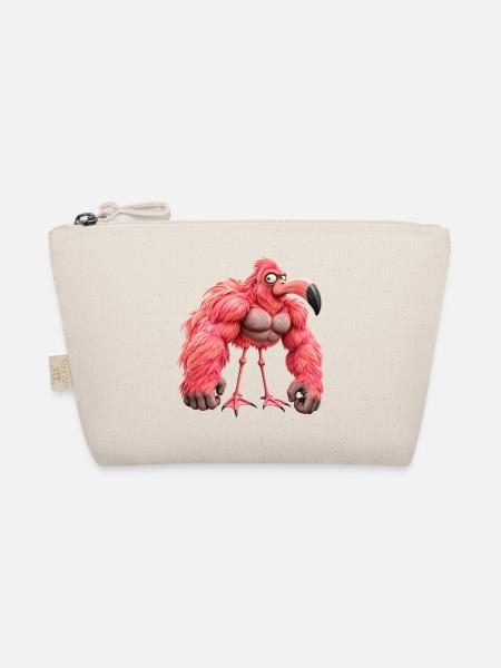 Muscular Flamingo – Verrückter Gorilla und Humor - Bio-Täschchen - Natur