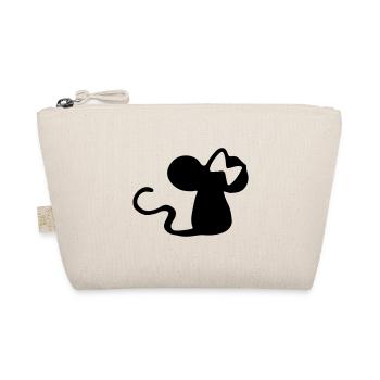 Mäuschen mit Schleife - Maus Geschenkidee - mouse - Bio-Täschchen - Natur - Vorne