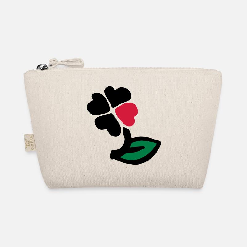 Vierblättriges Kleeblatt bunt / four-leaf clover - Bio-Täschchen - Natur