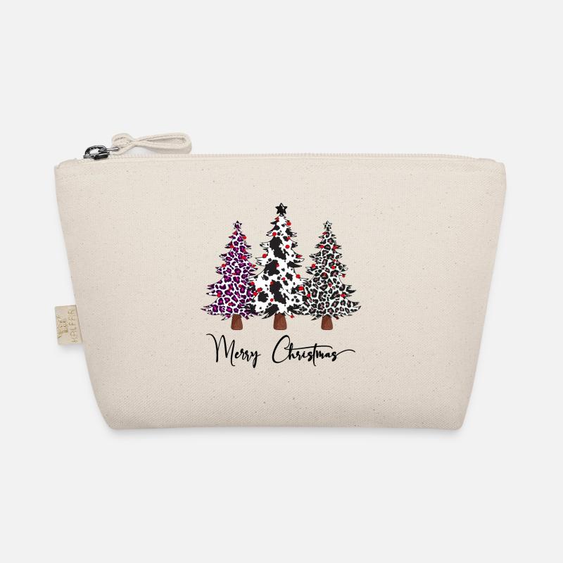 Frohe Weihnachten Leopard Buffalo Plaid Trees, Weihnachten - Bio-Täschchen - Natur