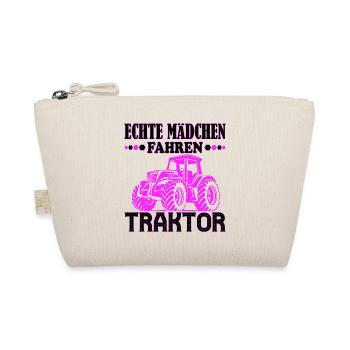 Echte Mädchen Fahren Traktor - Bio-Täschchen - Natur - Vorne