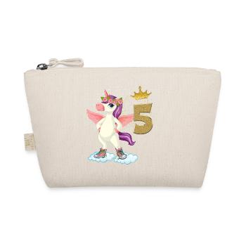 Birthday Unicorn Girl 5 years - Organic Pouch - nature - Front