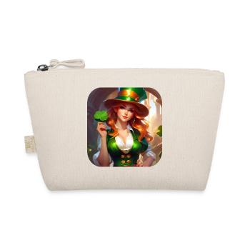 Saint Patricks Day Kobold Mädchen mit Kleeblatt - Bio-Täschchen - Natur - Vorne