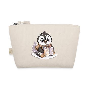 Cute penguin with gift for Christmas - Organic Pouch - nature - Front