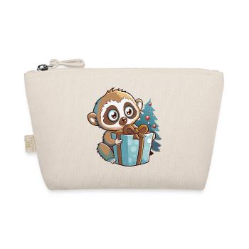 Cute lemur with gift for Christmas - Organic Pouch - nature - Front