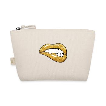Golden glitter lips - Organic Pouch - nature - Front