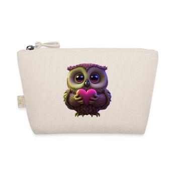 Mignon hibou rose avec coeur - Trousse biologique - nature - Devant
