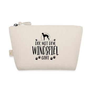 DER MIT WINDSPIEL GEHT Hunde Spruch Wilsigns - Bio-Täschchen - Natur - Vorne
