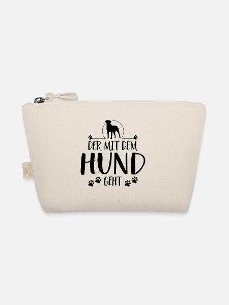 Der mit dem Hund geht Hundespruch Hunde - Bio-Täschchen - Natur - Vorne