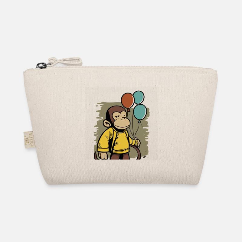 Affe hält Luftballons Geburtstagsshirt - Bio-Täschchen - Natur