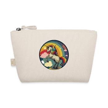Unicorn with colored hair and rainbow - Organic Pouch - nature - Front