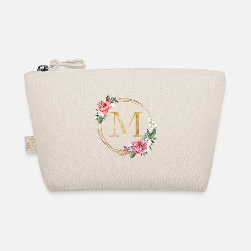 Customizable Monogram M Wreath Pink White Organic Pouch
